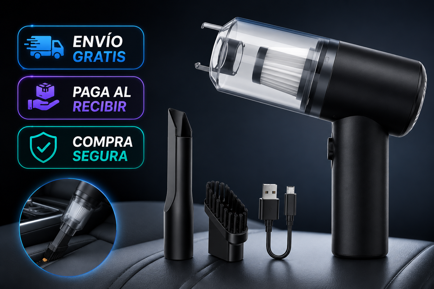 Mini Aspiradora Portátil Recargable